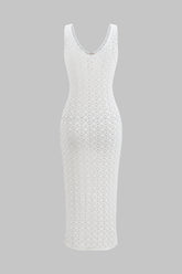 Knitted Metallic Cut Out Sheer Sleeveless Dress